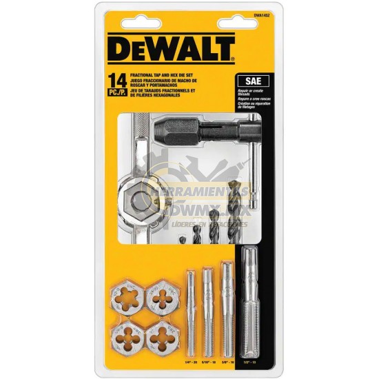 JUEGO DE TROQUELES HEXAGONALES 14 PIEZAS DEWALT DWA1452                  