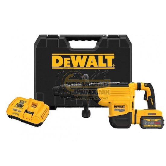 KIT DE MARTILLO CINCELADOR INALÁMBRICO SDS MAX DE 60 V MÁX 22 LB DEWALT DCH892X1