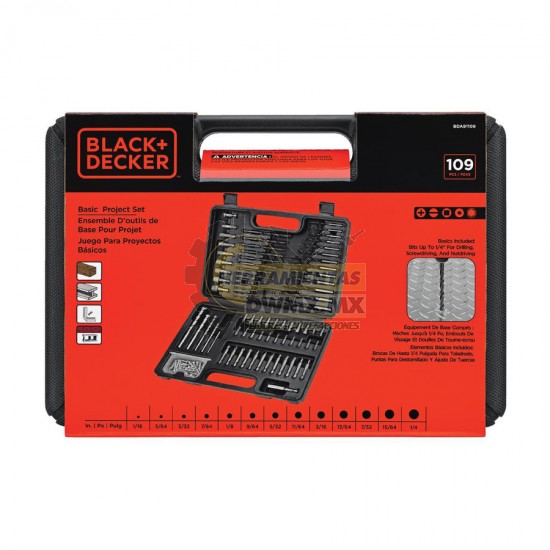 Kit de 109 piezas para Destornillador BLACK & DECKER BDA91109