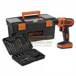 Taladro Atornillador 3/8'' 12V Ion Litio + Kit 34 Accesorios BLACK & DECKER LD12BA-B3